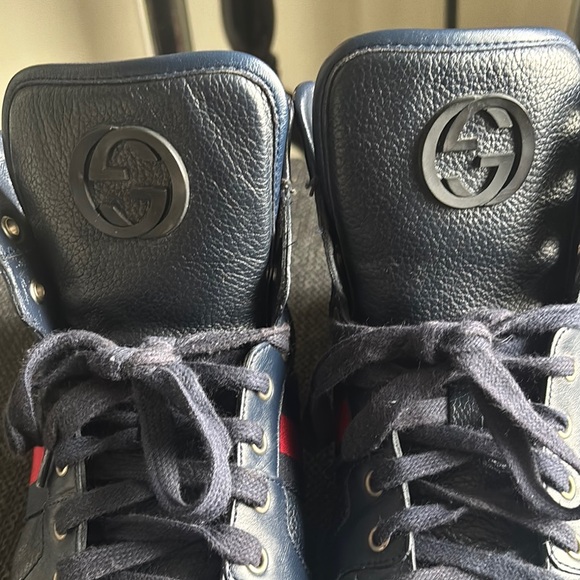Gucci Men's Navy High-Top Sneakers - Picture 6 of 16